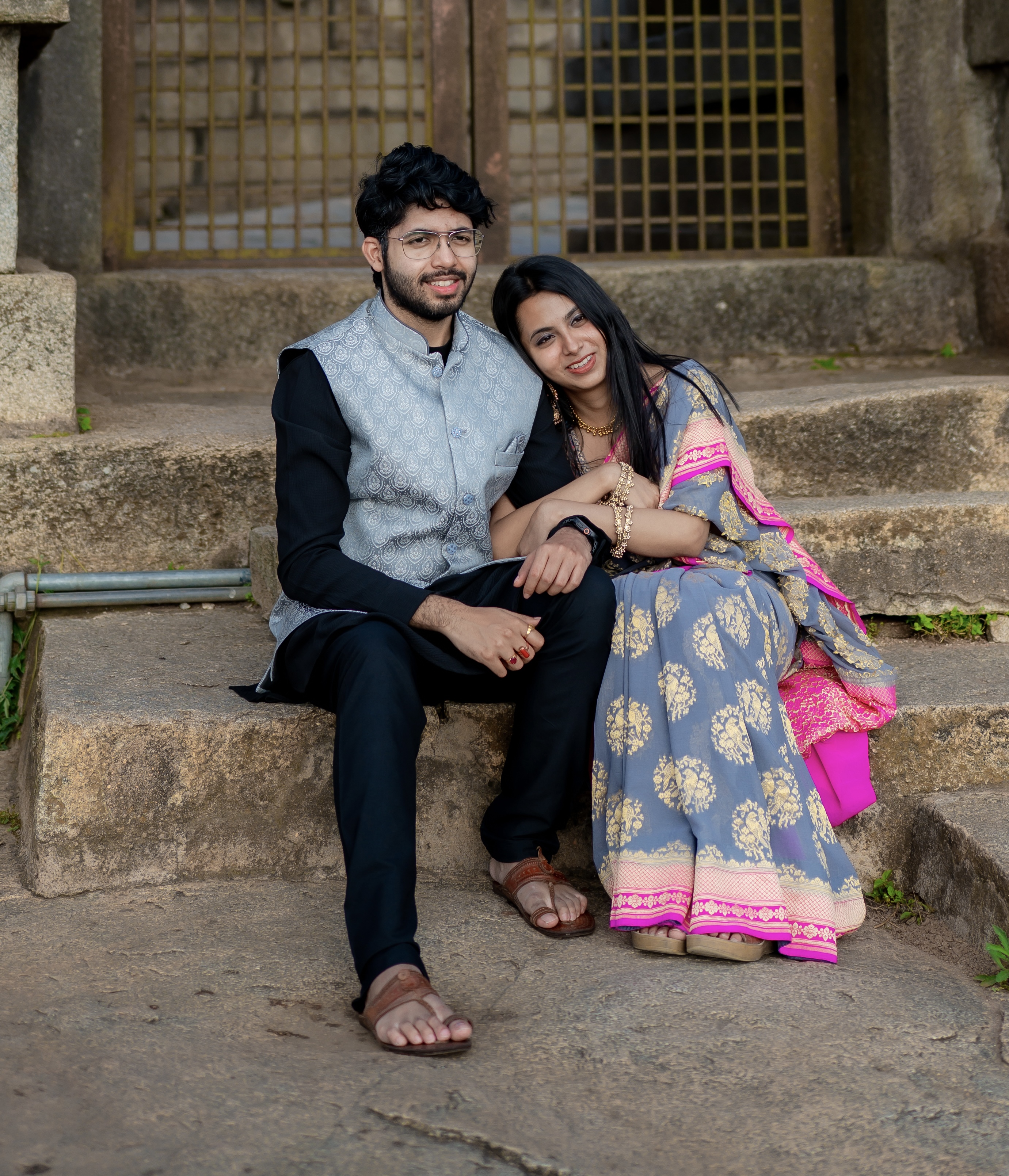 Deblina and Shoureen in traditional attire